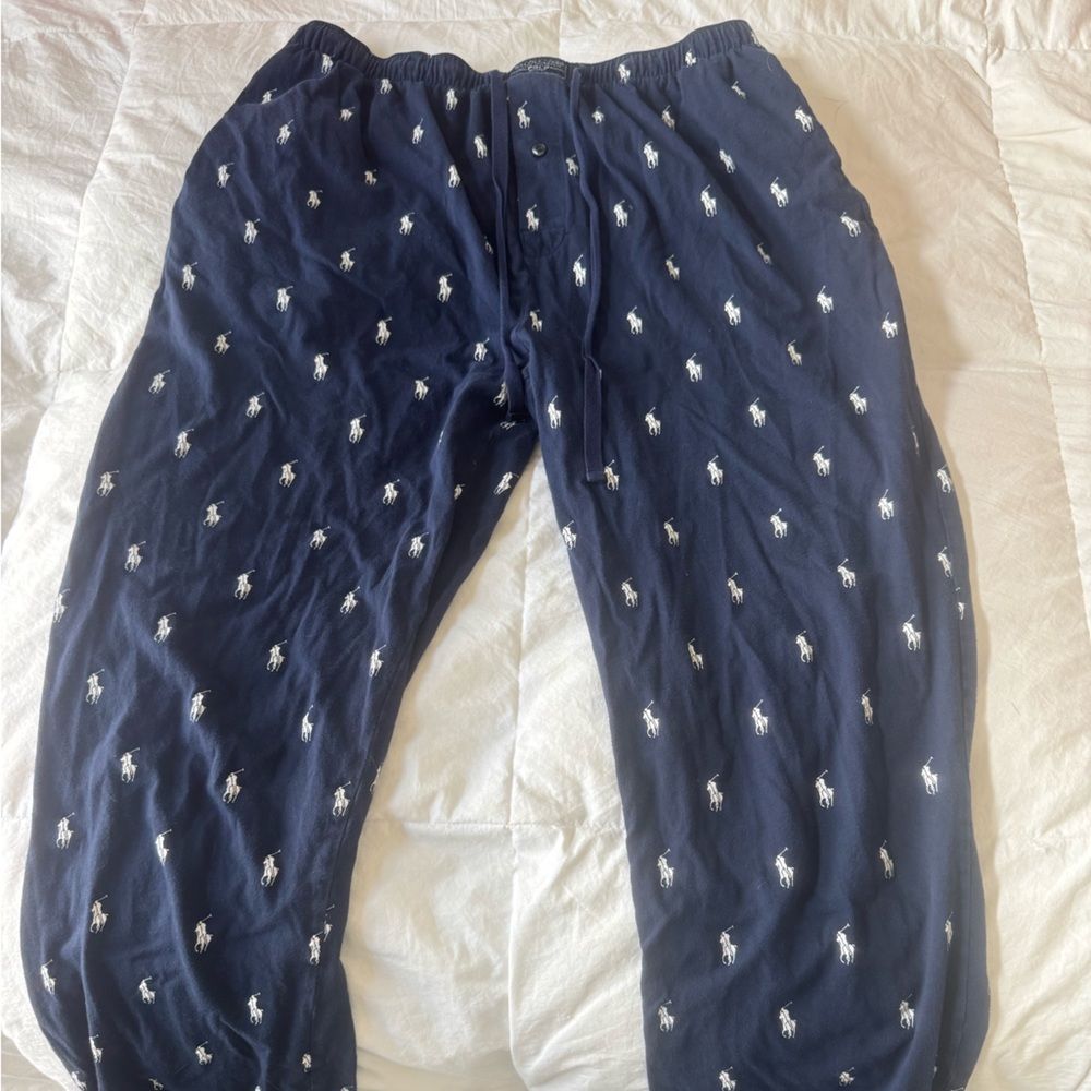 Navy Pajama Pants with White Pattern